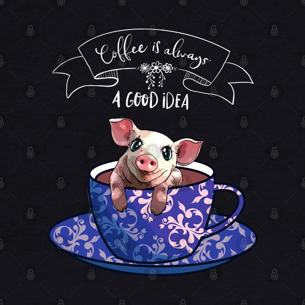 Piggy and blue coffee cup by Collagedream